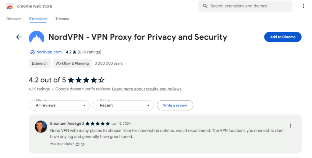 nordvpn chrome extension